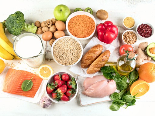 Stoffwechsel testen - Eine ausgewogene Mischung an Nahrungsmitteln: Proteine, Fette, Kohlenhydrate